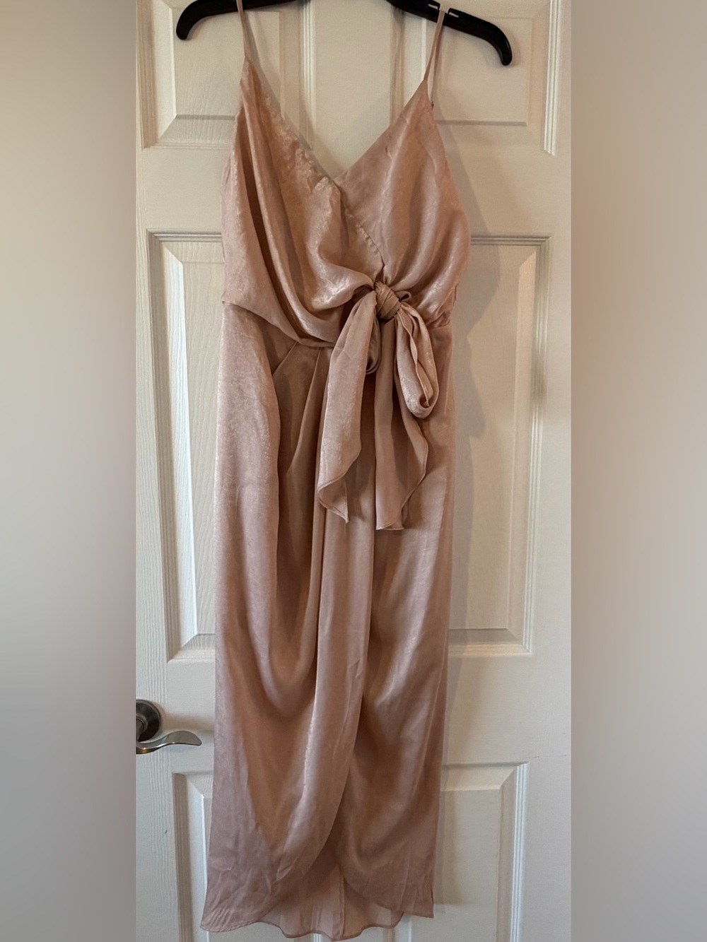 Blush Satin Tie-Front Slip Dress